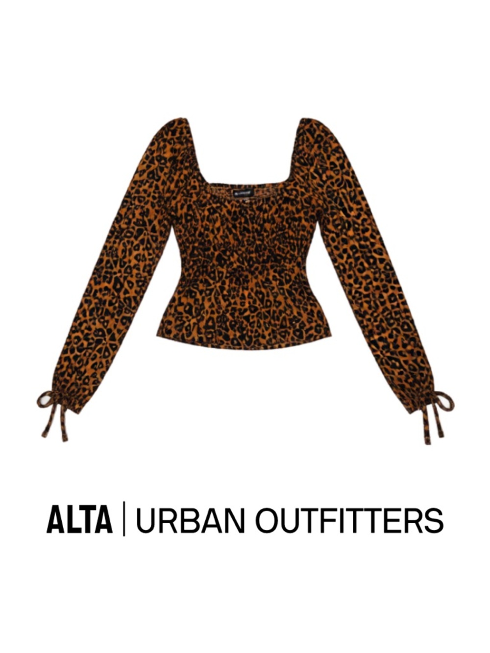 Urban Outfitters Leopard-Print Long-Sleeve Sweetheart Top - Brown/Black